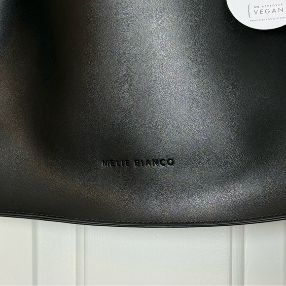 Melie Bianco Megan Minimalist Vegan Leather Tote Set NWT Black - Picture 3 of 16